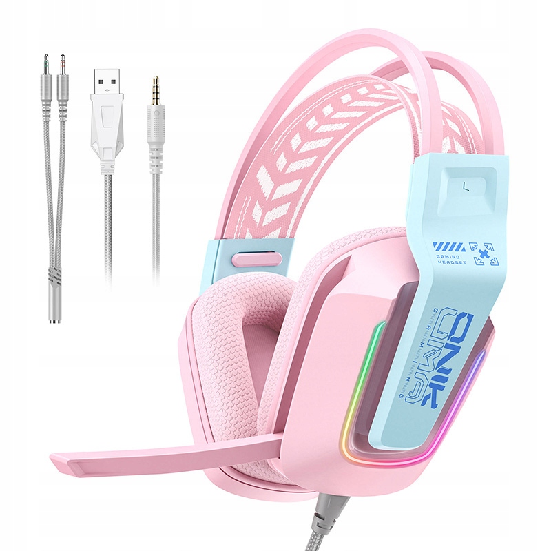 ONIKUMA X13 laidinės ausinės Žaidimų RGB mikrofonas Jack 35 USB rožiniai belsilt ONIKUMA X13 laidinės ausinės Žaidimų RGB mikrofonas Jack 35 USB rožiniai