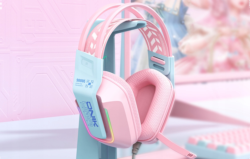 ONIKUMA X13 laidinės ausinės Žaidimų RGB mikrofonas Jack 35 USB rožiniai belsilt ONIKUMA X13 laidinės ausinės Žaidimų RGB mikrofonas Jack 35 USB rožiniai