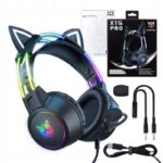 ONIKUMA X15 Pro ausinės Žaidimų laidinės prekės su mikrofonu Katės ausytės  USB kabelis