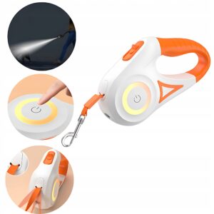 Pavadėlis Automatinė LED ROJECO 5m oranžinė su Žibintuvėliu LED Fiksatoriumi RGB