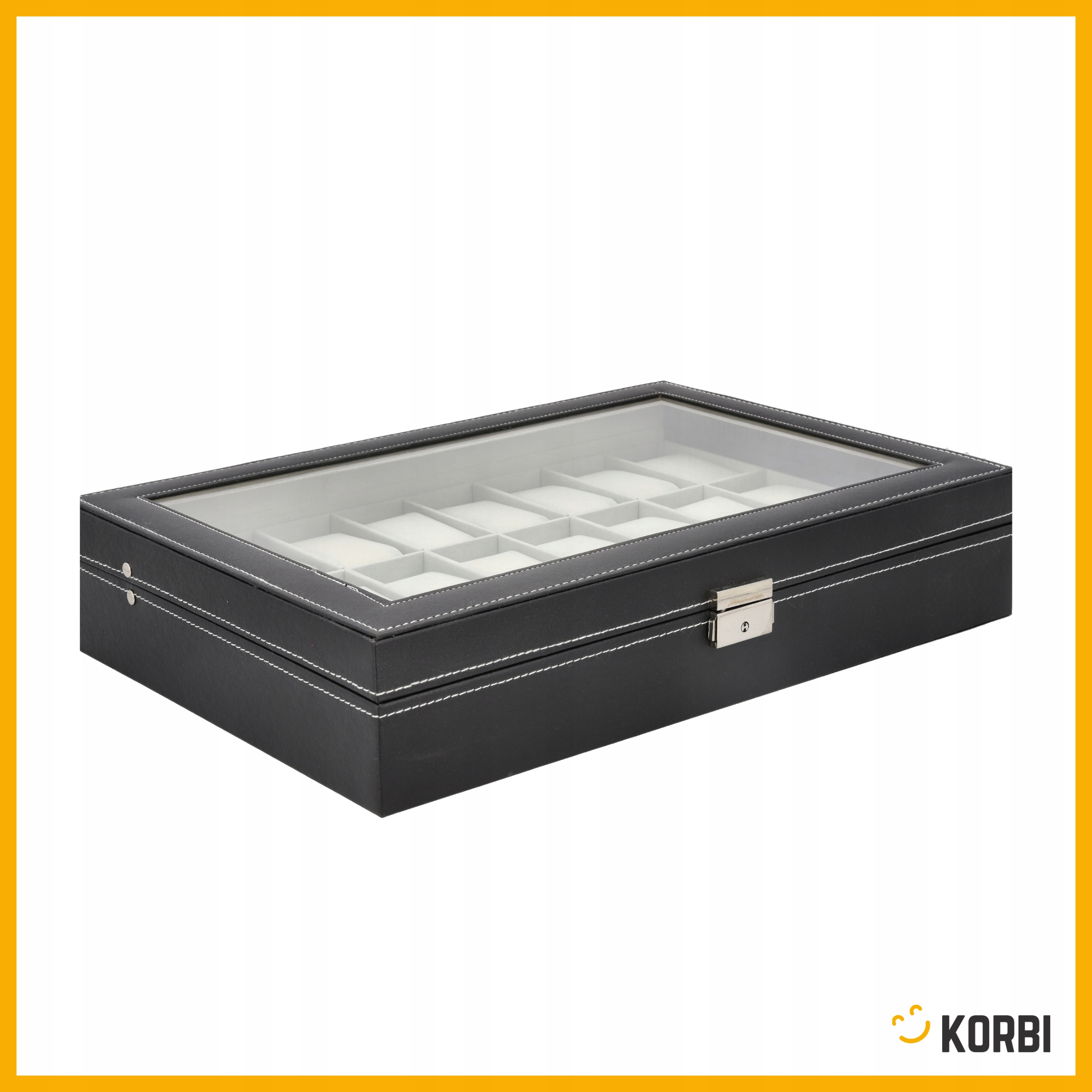 PU odos laikrodžių dėžutė 24 laikrodžiams su stikliniu dangteliu su užraktu su vieta papuošalams pilka 95 x 47cm G12 belsilt PU odos laikrodžių dėžutė 24 laikrodžiams su stikliniu dangteliu su užraktu su vieta papuošalams pilka 95 x 47cm G12