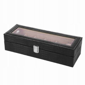 PU odos laikrodžių dėžutė 6 laikrodžiams su vieta papuošalams juoda 308 x 11 x 77 cm belsilt PU odos laikrodžių dėžutė 6 laikrodžiams su vieta papuošalams juoda 308 x 11 x 77 cm