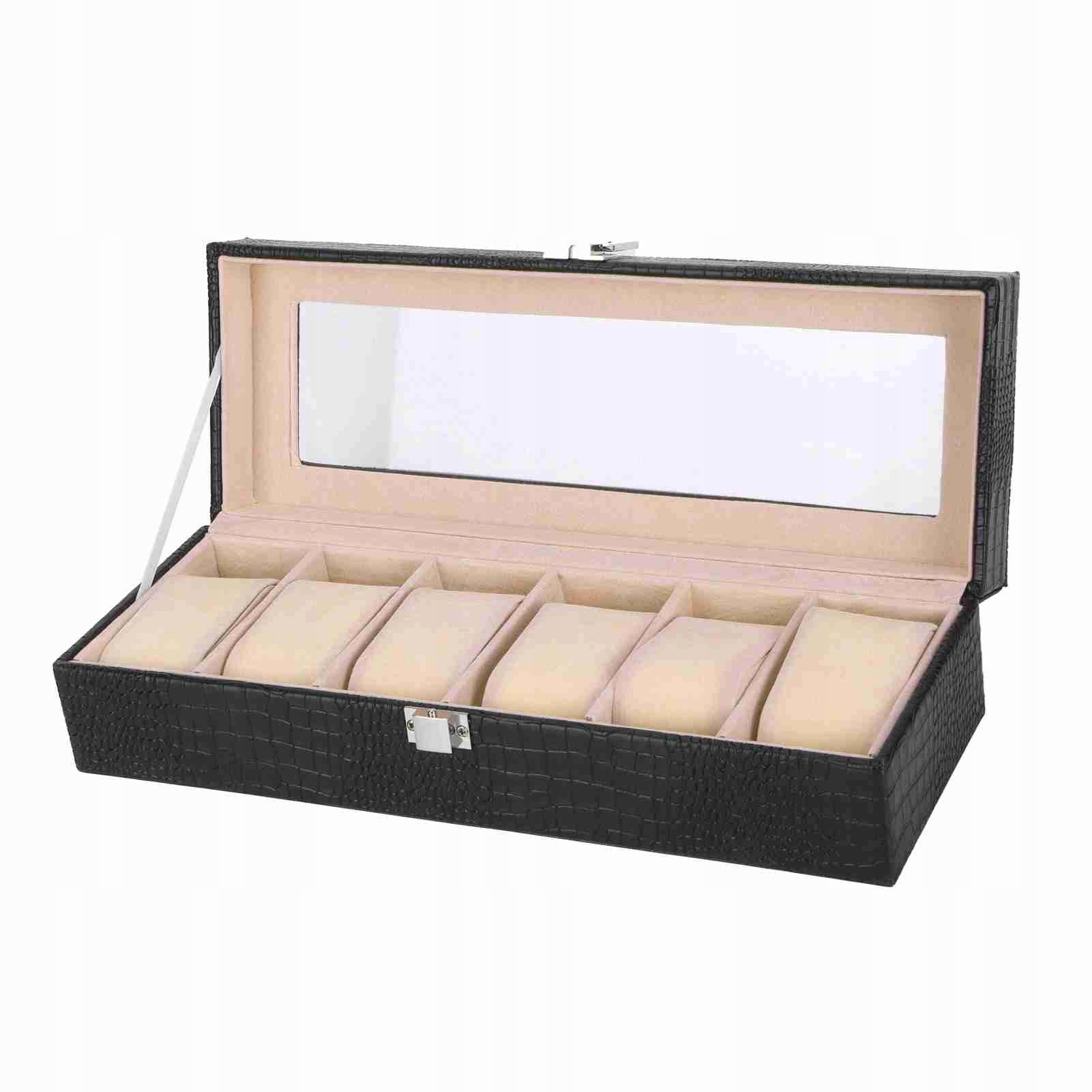 PU odos laikrodžių dėžutė 6 laikrodžiams su vieta papuošalams juoda 308 x 11 x 77 cm belsilt PU odos laikrodžių dėžutė 6 laikrodžiams su vieta papuošalams juoda 308 x 11 x 77 cm