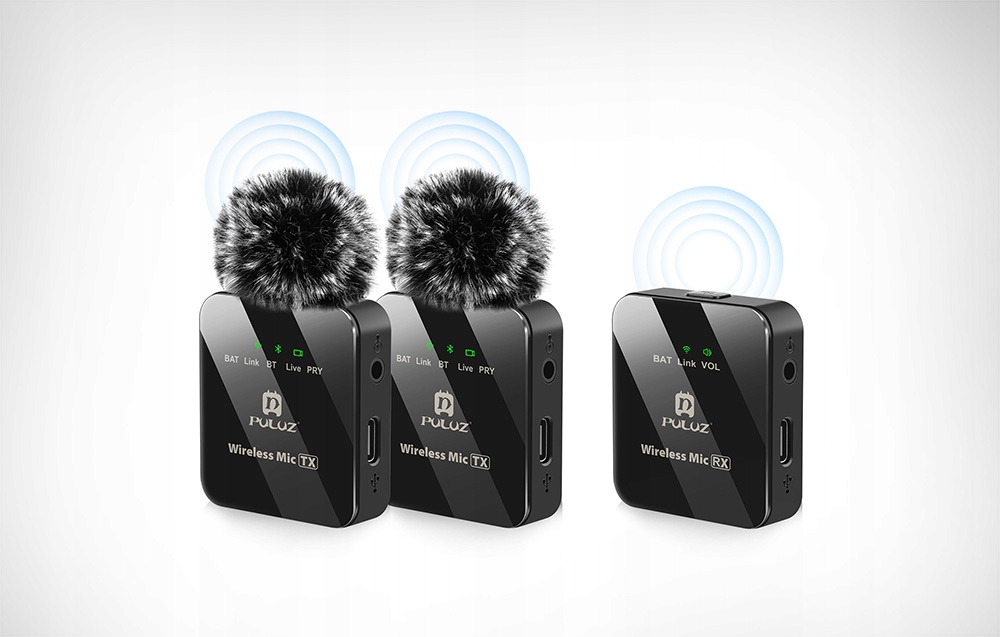 PULUZ belaidis nešiojamas mikrofonas Atlapinis 12Tx+ 1 Rx 24Ghz 300Mah belsilt PULUZ belaidis nešiojamas mikrofonas Atlapinis 12Tx+ 1 Rx 24Ghz 300Mah