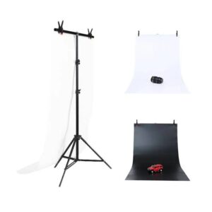 PULUZ fotografinių fonų ir stovo rinkinys baltas ir juodas 70 × 200 cm