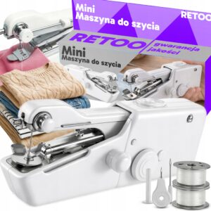 Rankinė baterinė mini siuvimo mašina kelionėms su adata ir siūlais
