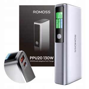 Romoss tvirtas išorinė baterija 130 W USB + 2x USB C 20000mAh ekranas Išorinė baterija