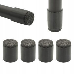 Silikoniniai kėdžių kojų antgaliai su veltiniu 20 mm juodi 4 vnt
