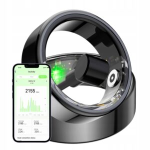 Smartring COLMI R02 18.9mm išmanusis Ring Dydis 9 Ip68 monitorius Miego juodas