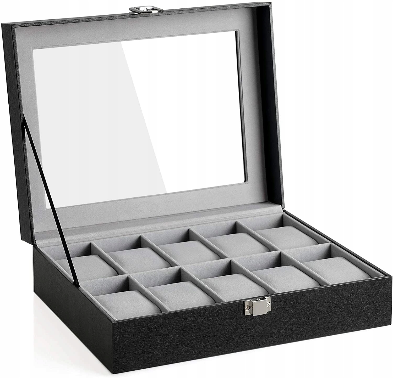 Songmics aksominis kelioninis laikrodžių dėklas 10 laikrodžiams su stikliniu dangteliu juodas 25 x 7 x 20 cm belsilt Songmics aksominis kelioninis laikrodžių dėklas 10 laikrodžiams su stikliniu dangteliu juodas 25 x 7 x 20 cm