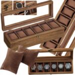 Songmics medinis kelioninis laikrodžių dėklas 6 laikrodžiams su stikliniu dangteliu su užraktu su vieta papuošalams 35 × 102 × 87 cm belsilt Songmics medinis kelioninis laikrodžių dėklas 6 laikrodžiams su stikliniu dangteliu su užraktu su vieta papuošalams 35 × 102 × 87 cm