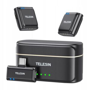 TELESIN mikrofonas belaidis Atlapinis + išorinė baterija skirta telefonų USB C