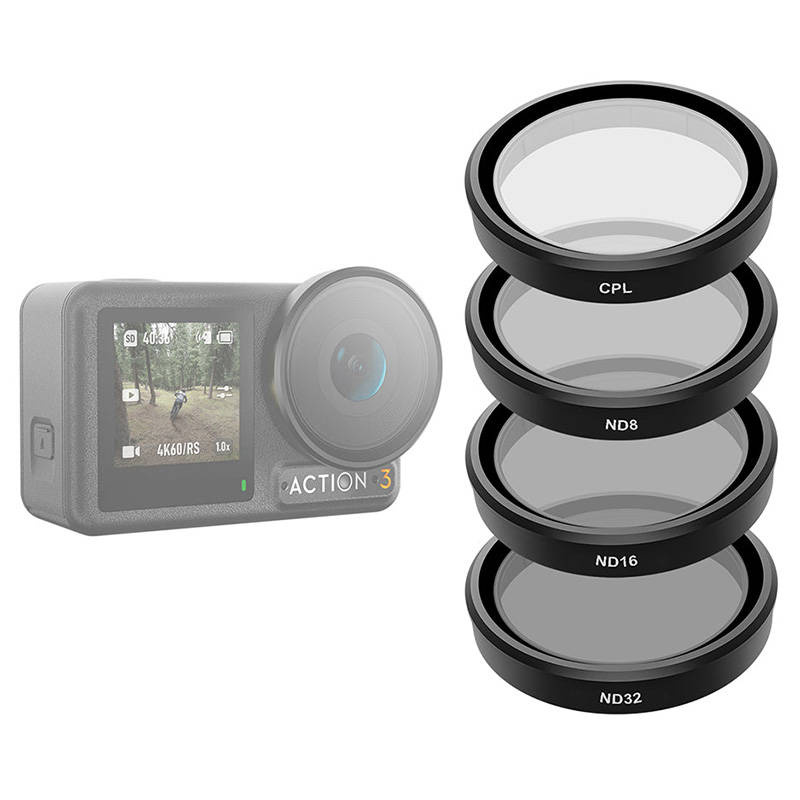 TELESIN rinkinys 4 filtrų Cpl ND8 ND16 ND32 kamerai DJI Osmo Action 3 4 belsilt TELESIN rinkinys 4 filtrų Cpl ND8 ND16 ND32 kamerai DJI Osmo Action 3 4