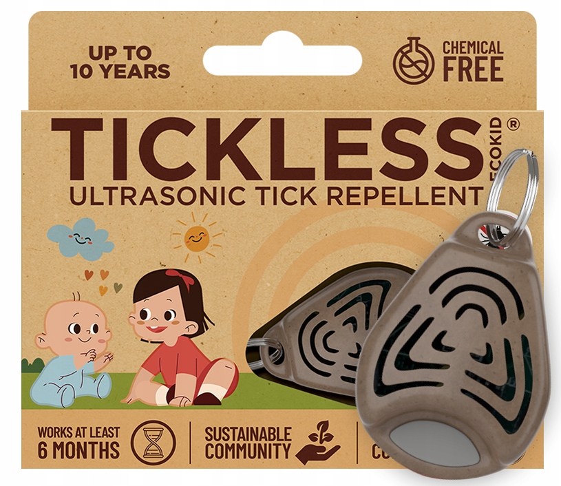 Tickless Kid Eco Brown ultragarsinis pakabukas nuo erkių vaikams belsilt Tickless Kid Eco Brown ultragarsinis pakabukas nuo erkių vaikams