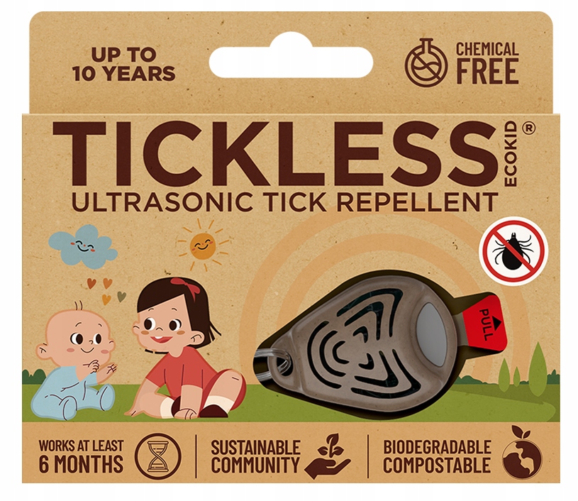 Tickless Kid Eco Brown ultragarsinis pakabukas nuo erkių vaikams belsilt Tickless Kid Eco Brown ultragarsinis pakabukas nuo erkių vaikams