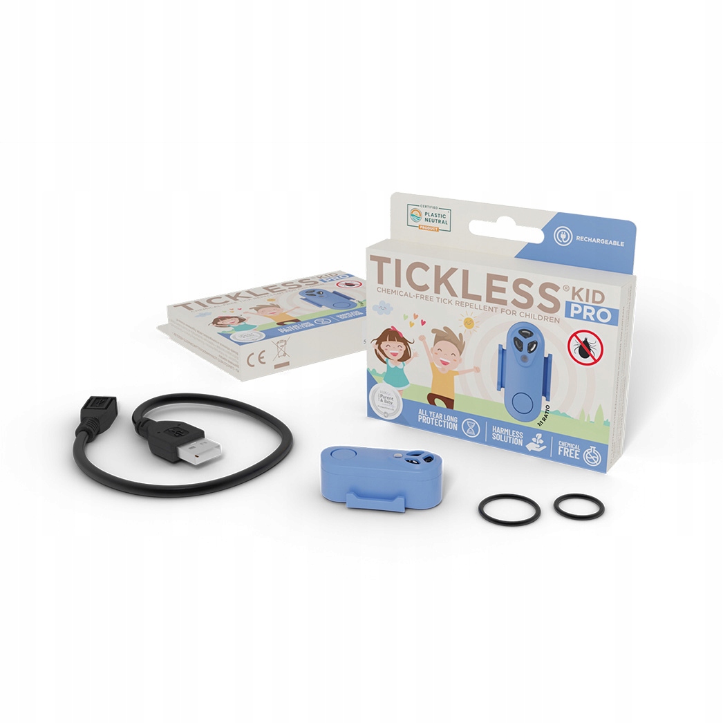 Tickless Kid Pro Blue įkraunamas prietaisas nuo erkių vaikams belsilt Tickless Kid Pro Blue įkraunamas prietaisas nuo erkių vaikams