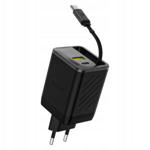 Tinklo įkroviklis Dudao A67EU GaN 67 W su integruotu ištraukiamu kabeliu USB C P