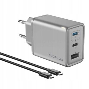 Tinklo įkroviklis EcoFlow GaN Rapid 65 W USB C USB A su kabeliu 100 W
