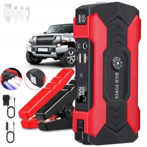 Tvirtas Išorinė baterija Paleidimo įrenginys Paleidimas Booster žibintuvėlis 28000mAh 12 V+KLEMY