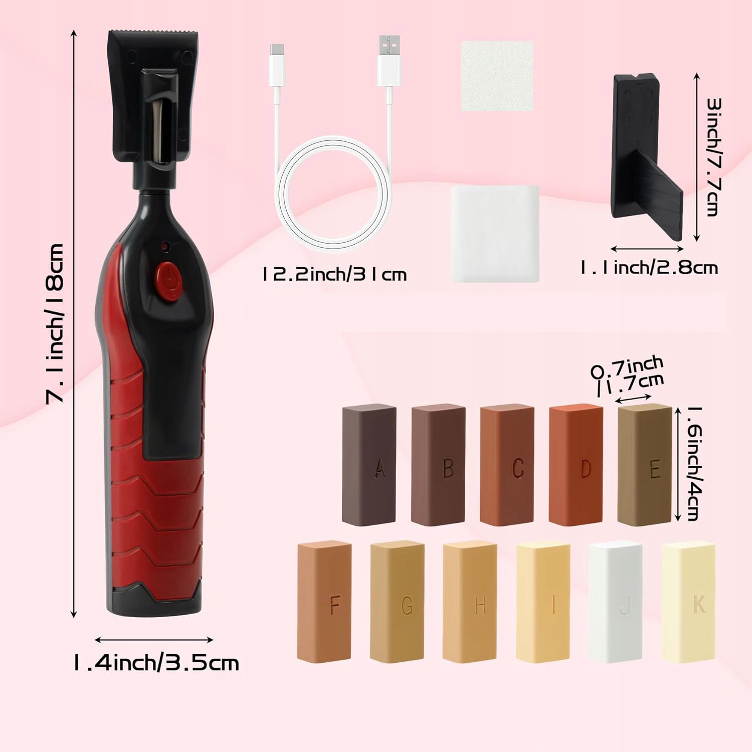 USBC vaško lydytuvas medienos ir vinilo remontui 11 spalvų belsilt USB C vaško lydytuvas medienos ir vinilo remontui 11 spalvų