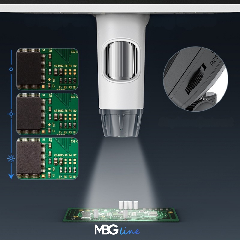 usbskaitmeniniaimikroskopai2519259 belsilt WiFi skaitmeninis mikroskopas MBG Line Inskam 315 1200x 7 ekranas 5 MP 8 LED
