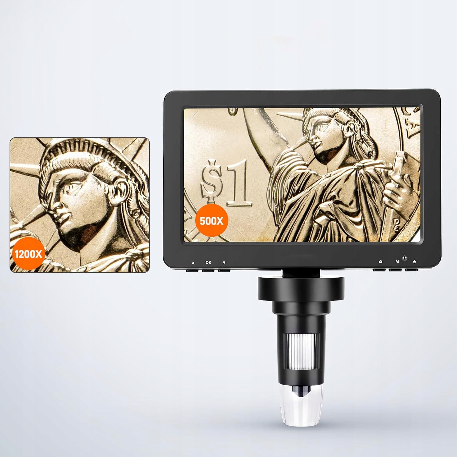 usbskaitmeniniaimikroskopai2519356 belsilt Skaitmeninis mikroskopas su ekranu 1200x 7 ekranas 12 MP 10 LED