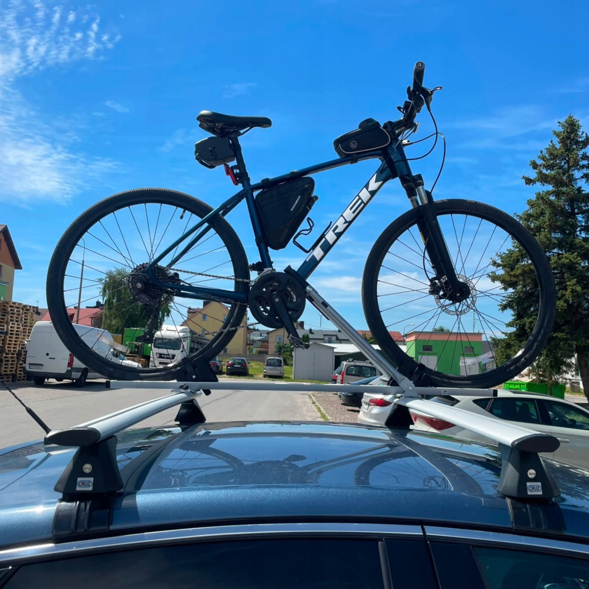 Amos Tour sidabrinis aliumininis stogo dviračio laikiklis su užraktu - Image 3