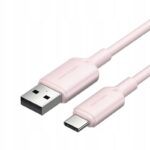 Vention CTQPH USBAUSBC kabelis 3 A 2 m rožinis belsilt Vention CTQPH USB AUSB C kabelis 3 A 2 m rožinis