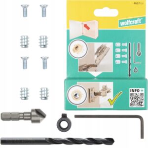 WOLFCRAFT 4657000 baldinių vyrių remonto rinkinys 2 vyriams 11 dalių
