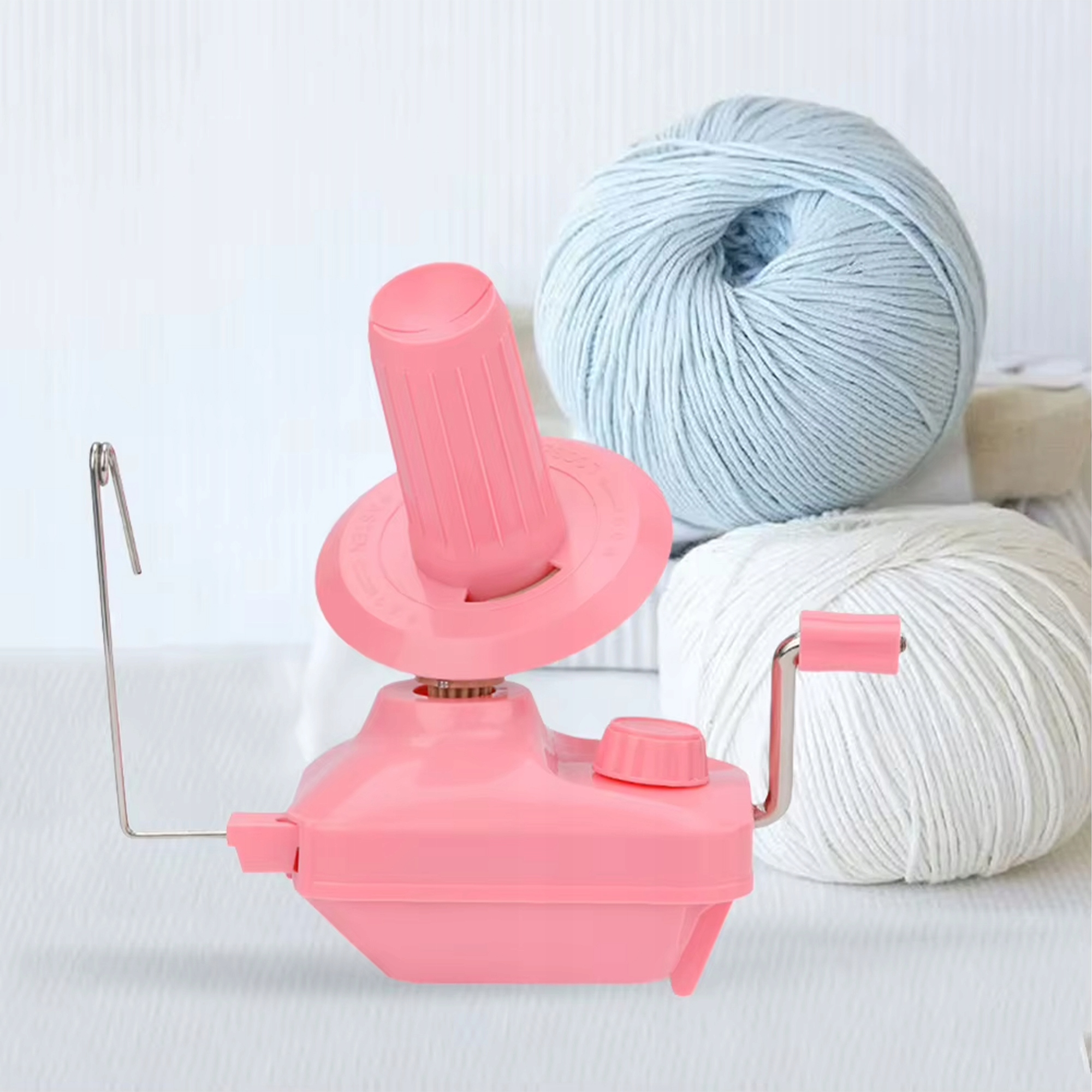Rožinis rankinis verpalų vyniotuvas su stalo spaustuvu, 19,2 cm – produkto nuotrauka 7