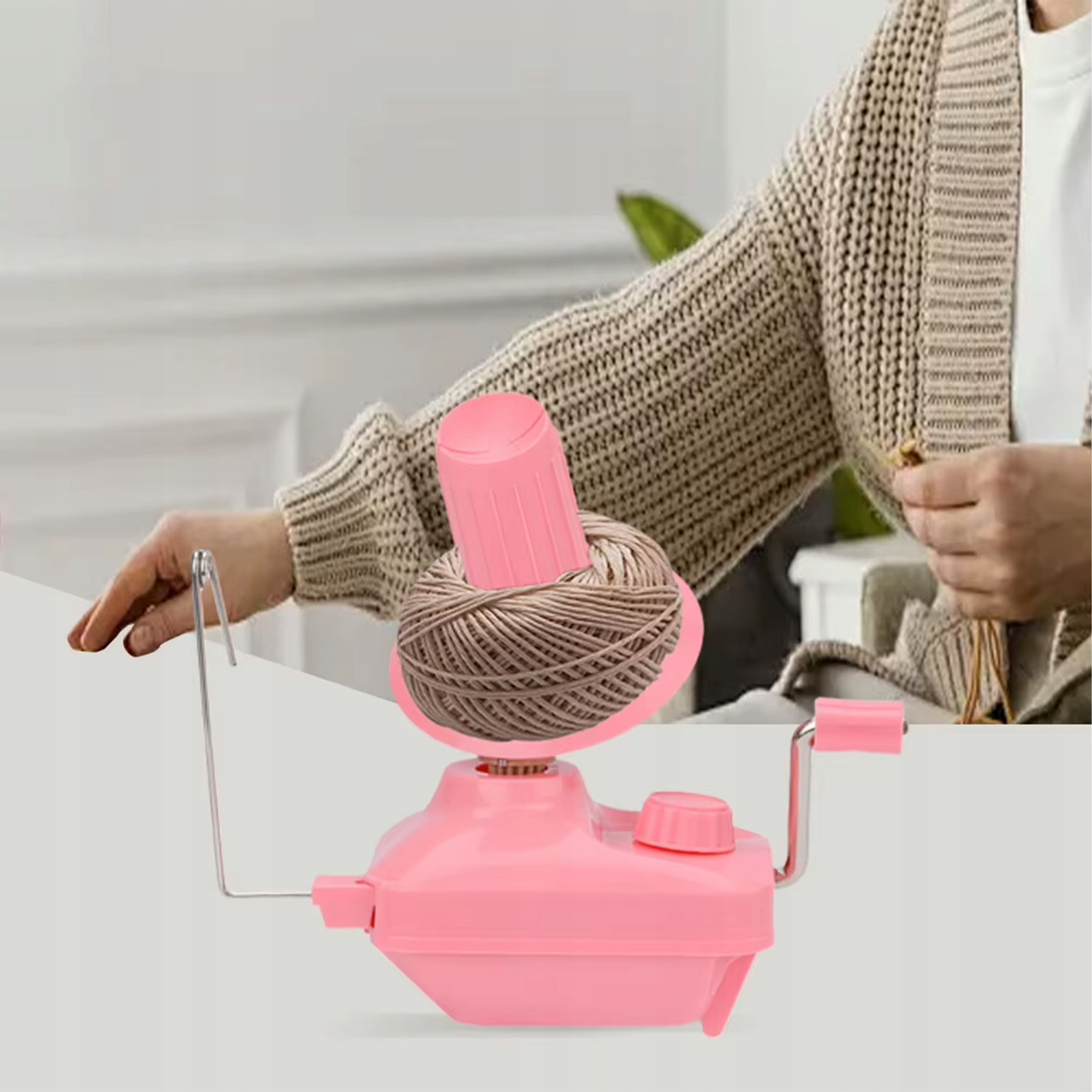 Rožinis rankinis verpalų vyniotuvas su stalo spaustuvu, 19,2 cm – produkto nuotrauka 6