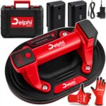 Akumuliatorinis vakuuminis keltuvas stiklui, plytelėms ir akmeniui, Delphi Tools, iki 260 kg, Ø 260 mm, su LCD ekranu, su 2 akumuliatoriais