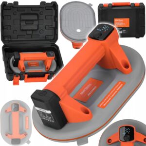 Akumuliatorinis vakuuminis keltuvas stiklui, plytelėms ir akmeniui, Kraft&Dele KD11965, iki 300 kg, Ø 240 mm, su LCD ekranu, USB-C