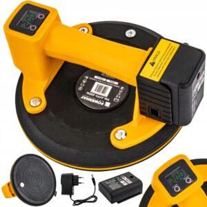 Akumuliatorinis vakuuminis keltuvas stiklui, plytelėms ir akmeniui, Powermat PM-APPS-200M, iki 200 kg, Ø 200 mm, su LCD ekranu, su automatiniu vakuumo palaikymu