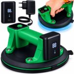 Akumuliatorinis vakuuminis keltuvas stiklui, plytelėms ir akmeniui, PRO, iki 200 kg, padas 200 × 100 mm, su LCD ekranu, su automatiniu vakuumo palaikymu