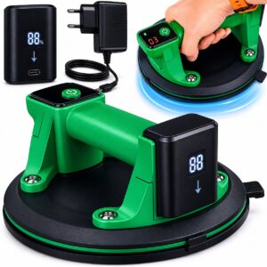 Akumuliatorinis vakuuminis keltuvas stiklui, plytelėms ir akmeniui, PRO, iki 200 kg, padas 200 × 100 mm, su LCD ekranu, su automatiniu vakuumo palaikymu