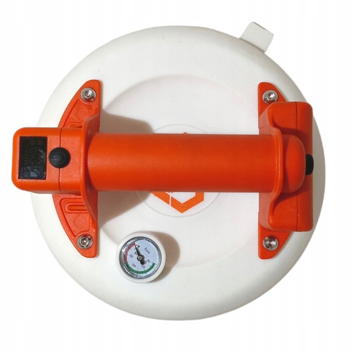 Akumuliatorinis vakuuminis keltuvas stiklui, plytelėms ir akmeniui, WERTEC, iki 190 kg, Ø 210 mm, su manometru, su automatiniu vakuumo palaikymu