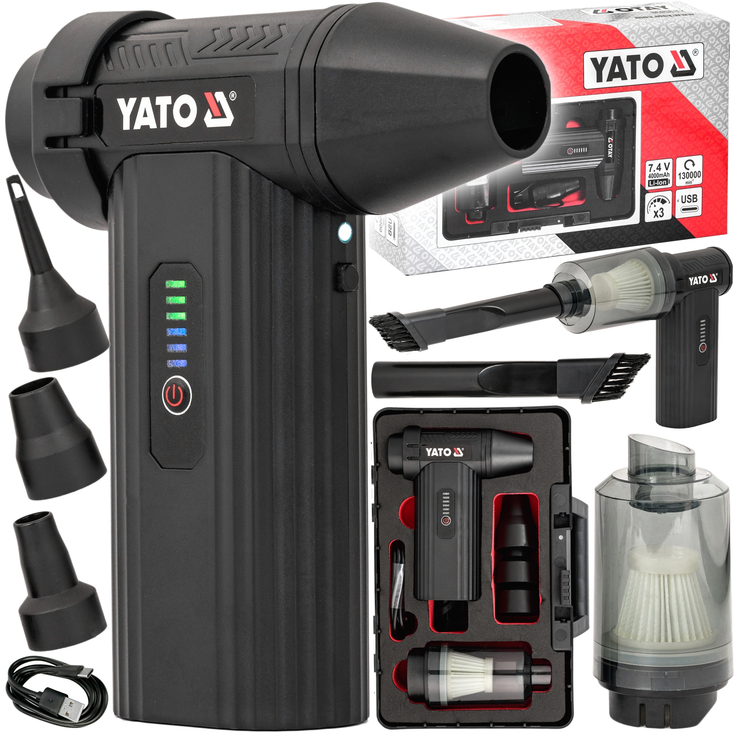 Yato YT-82936 akumuliatorinis rankinis siurblys ir oro pūstuvas