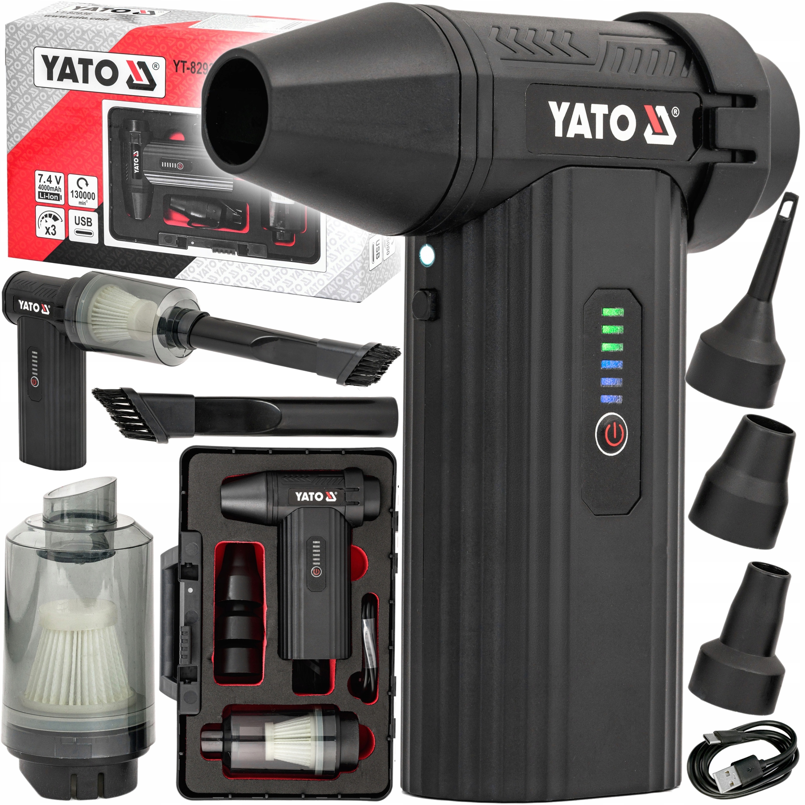 Yato YT-82936 akumuliatorinis rankinis siurblys ir oro pūstuvas – produkto nuotrauka