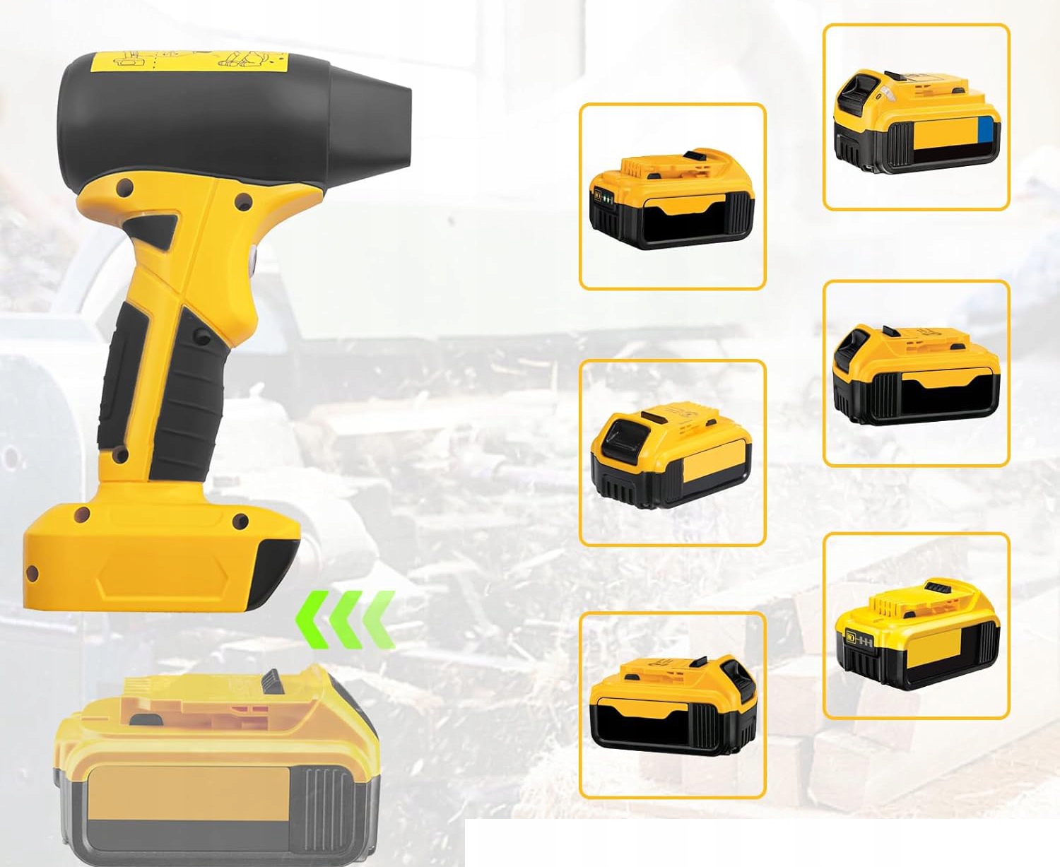 Belaidis mini oro pūstuvas elektronikai ir automobiliui – 130 000 aps./min., 180 W, iki 141 km/val., DeWalt sistemai – produkto nuotrauka