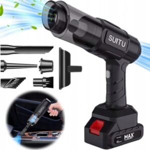 Dmuchuś akumuliatorinis rankinis siurblys ir oro pūstuvas – 150 W, 3000 mAh, automobiliui