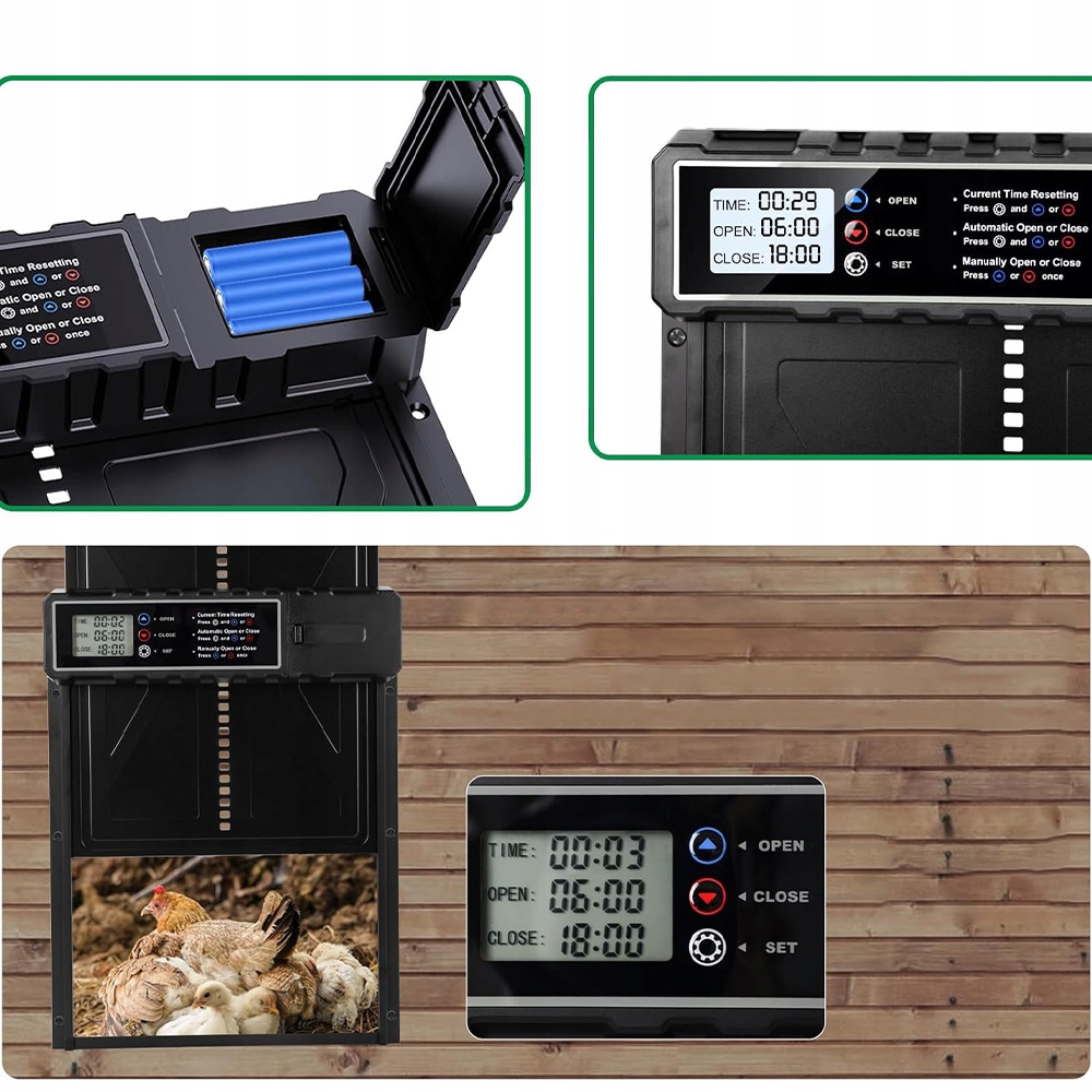 Automatinės vištidės durys su programuojamu LCD laikmačiu – produkto vaizdas 11