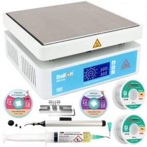 Bakon BK946 650 W PCBBGA kaitinimo rinkinys su Amtech RMA 223 UV ir lydmetaliu