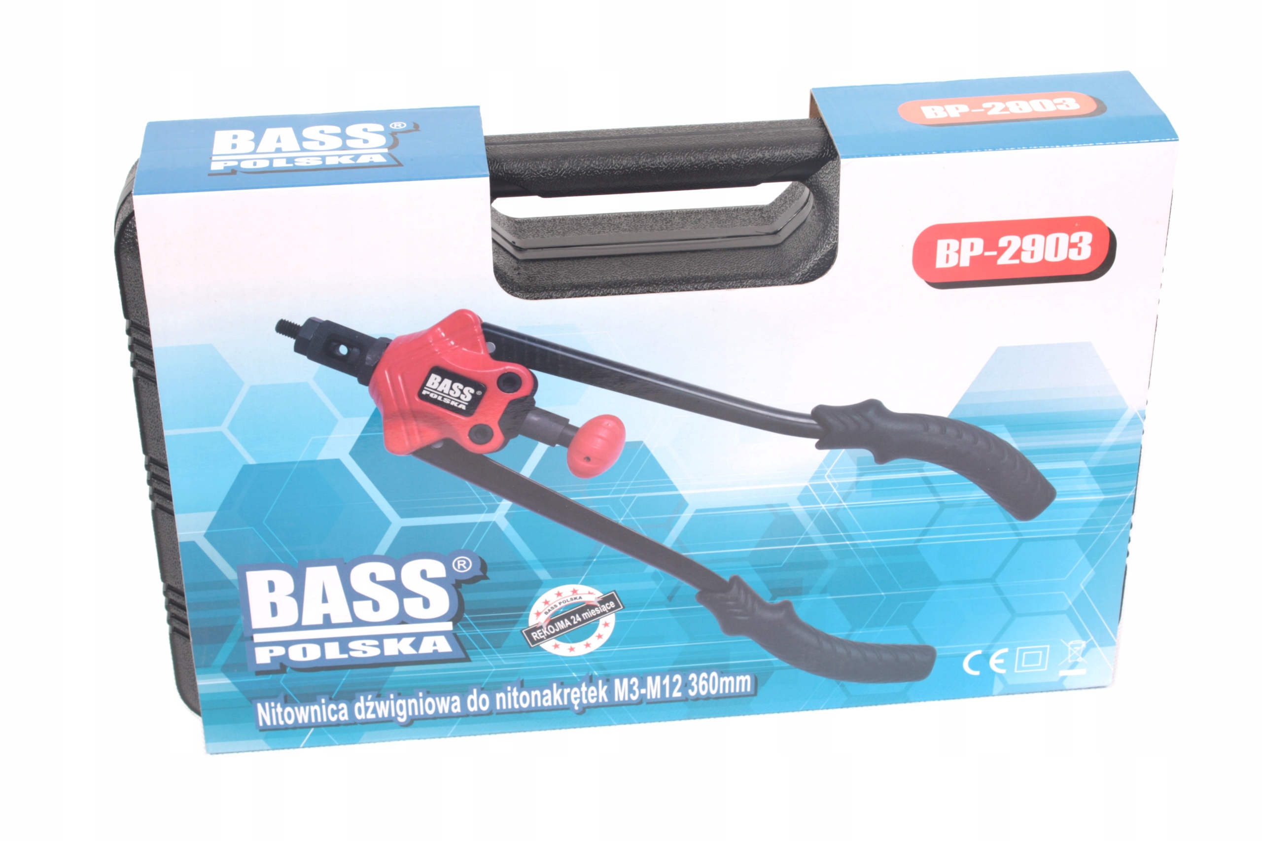 Bass Polska rankinis kniediklis kniedinėms veržlėms M3M12 su lagaminu belsilt Bass Polska rankinis kniediklis kniedinėms veržlėms M3M12 su lagaminu
