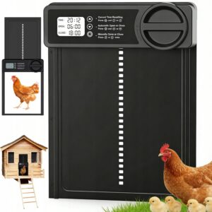 Baterijomis maitinamos aliumininės vištidės durys su LCD ekranu