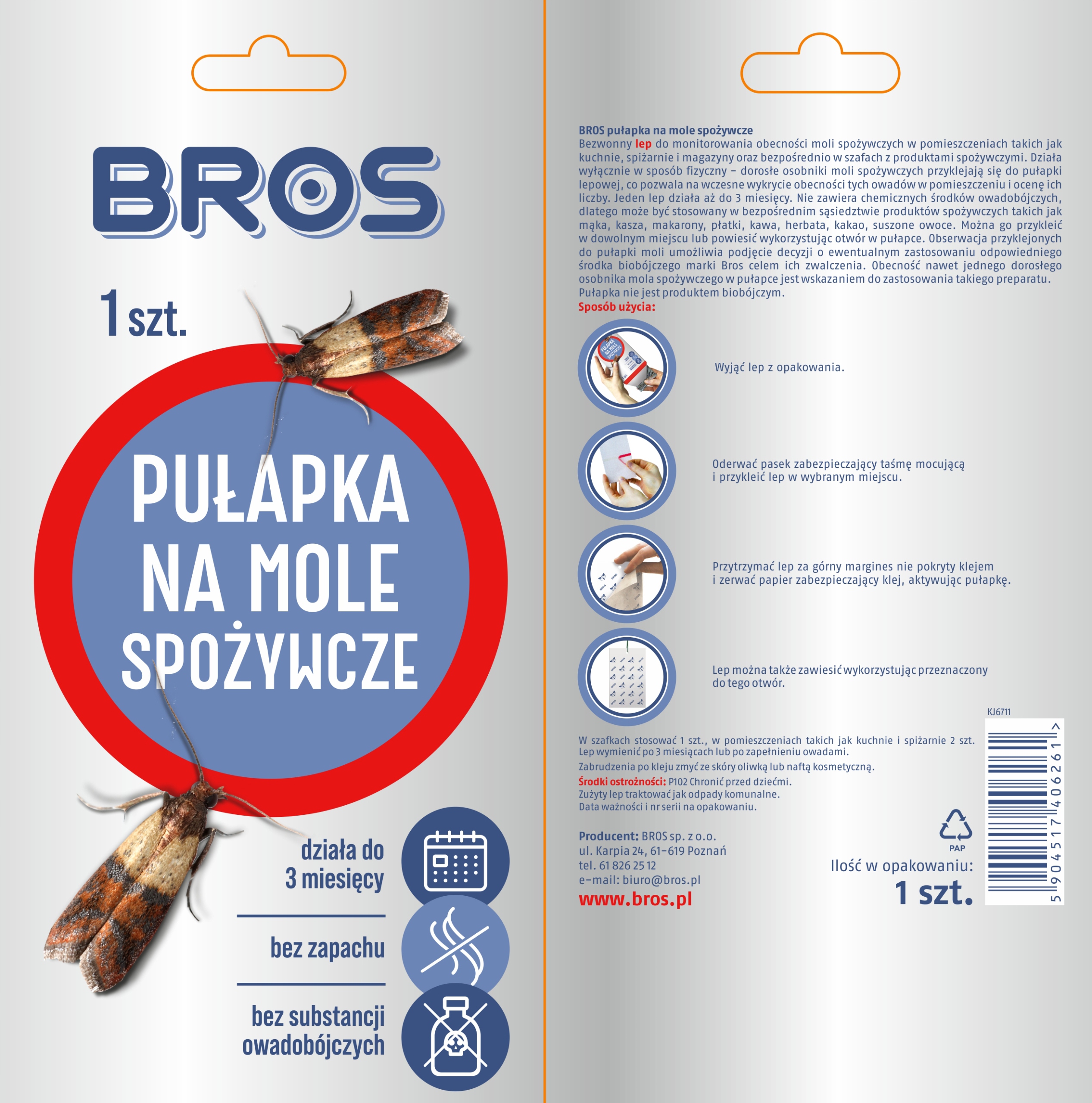 Bros bekvapė gaudyklė maistinėms kandims, 1 vnt. – produkto išvaizda ir konstrukcija, nuotrauka 3