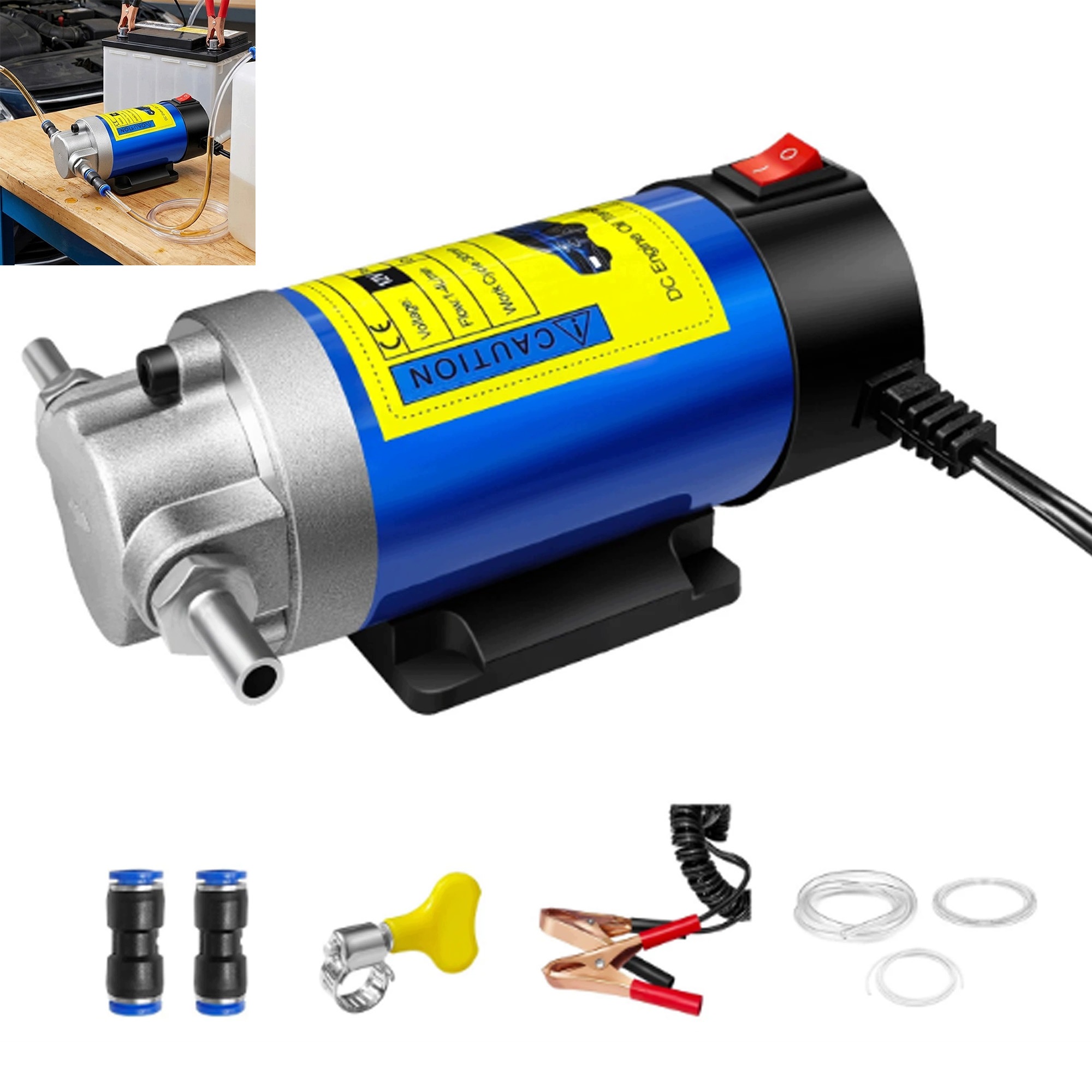 Elektrinė kuro ir alyvos perpylimo pompa 12 V 100 W 26 lmin aliumininė