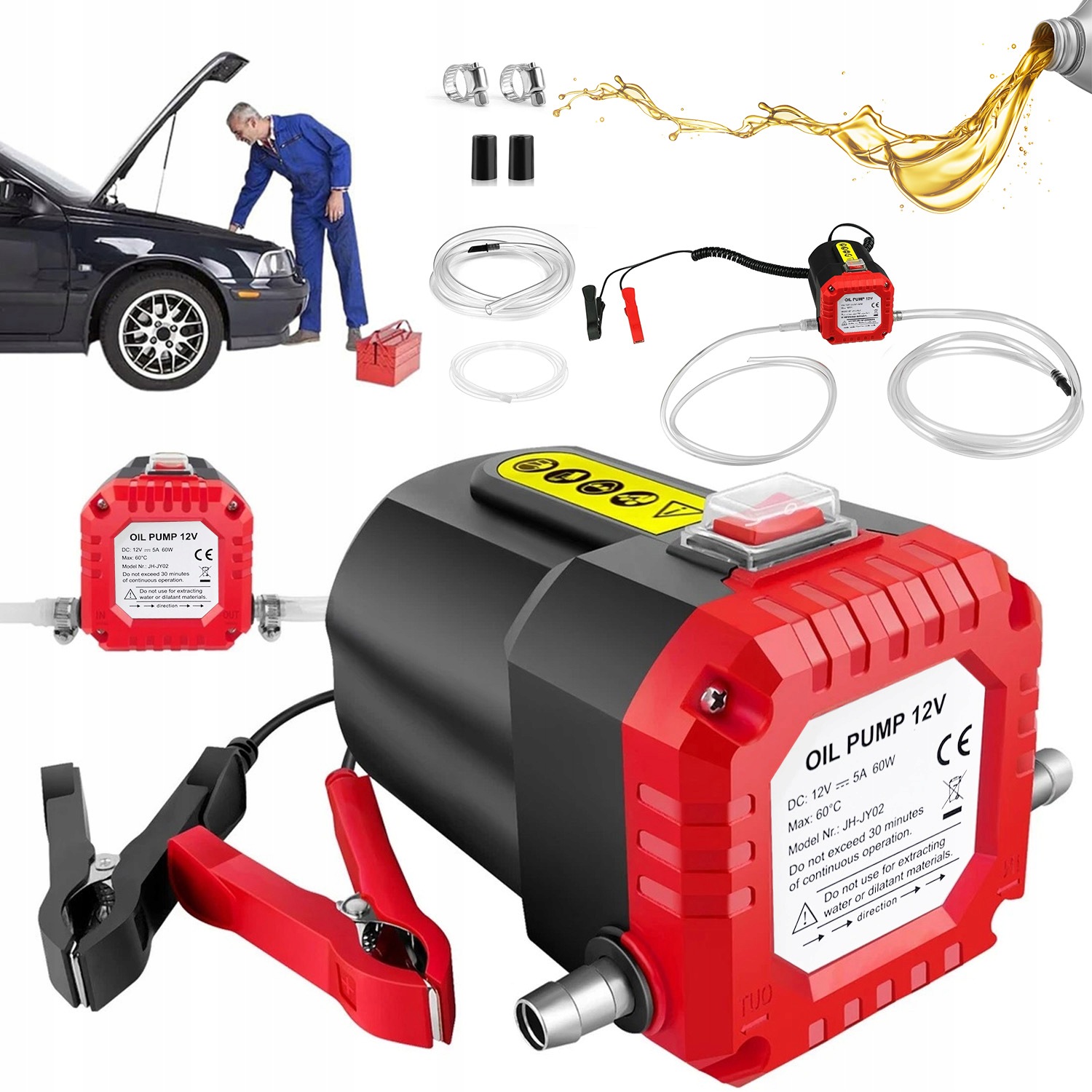 Anytech savaime užsipildanti alyvos išsiurbimo pompa 12 V su žarnomis