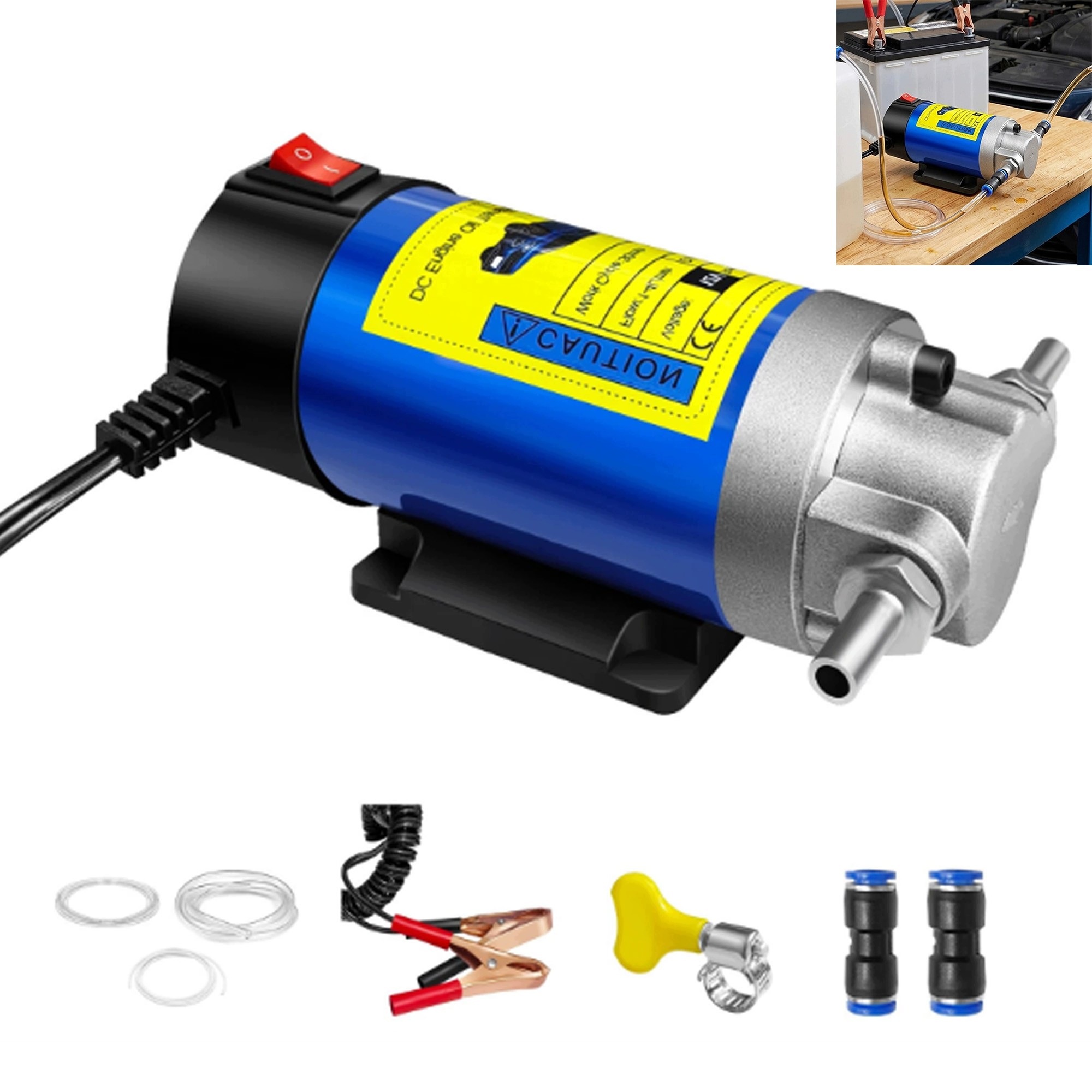 12 V alyvos ir lengvųjų degalų pompa 100 W, 2–6 l/min, varinis variklis