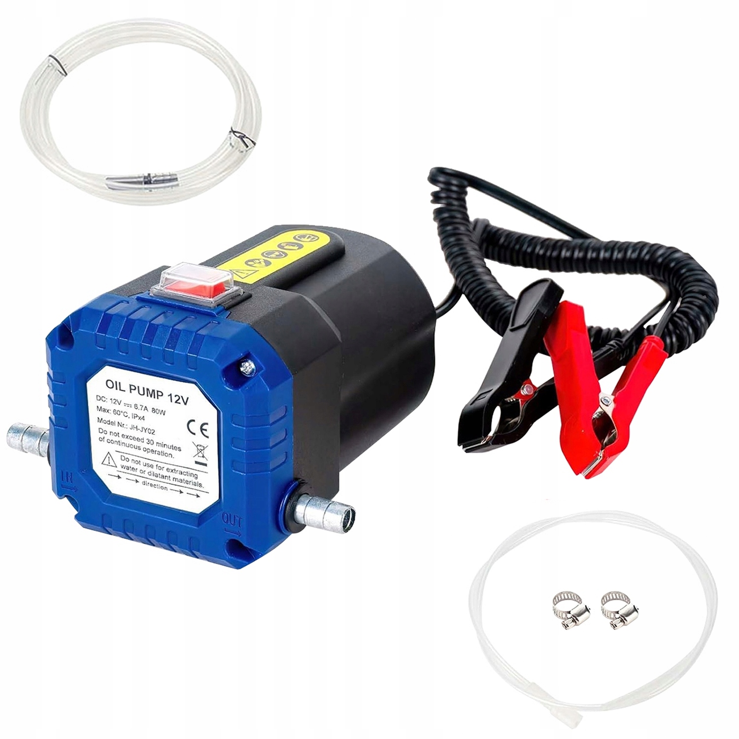 Elektrinė alyvos keitimo pompa 12 V 80 W IPX4 su 12 ir 15 m žarnomis